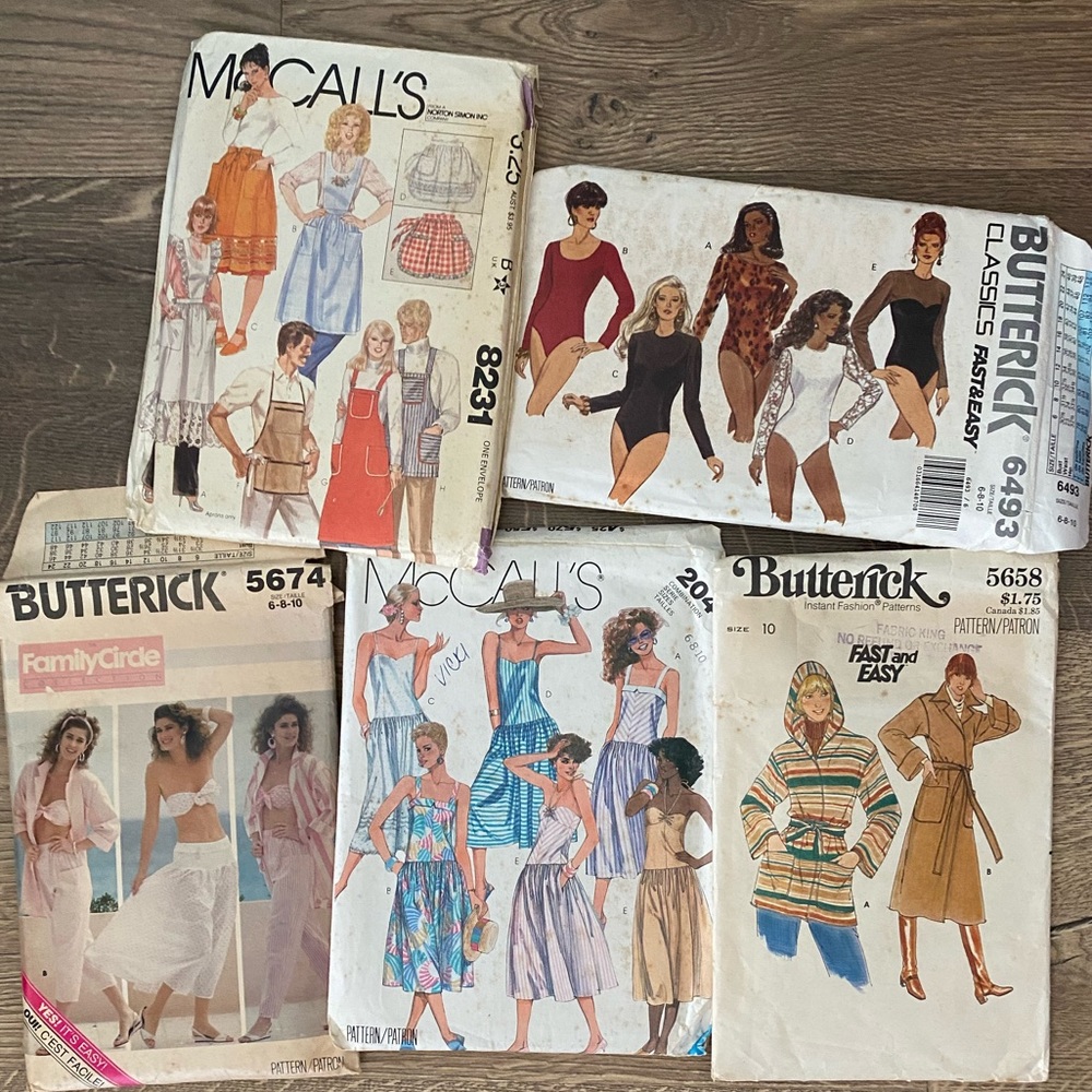Lot of vintage 80s and 90s sewing patterns